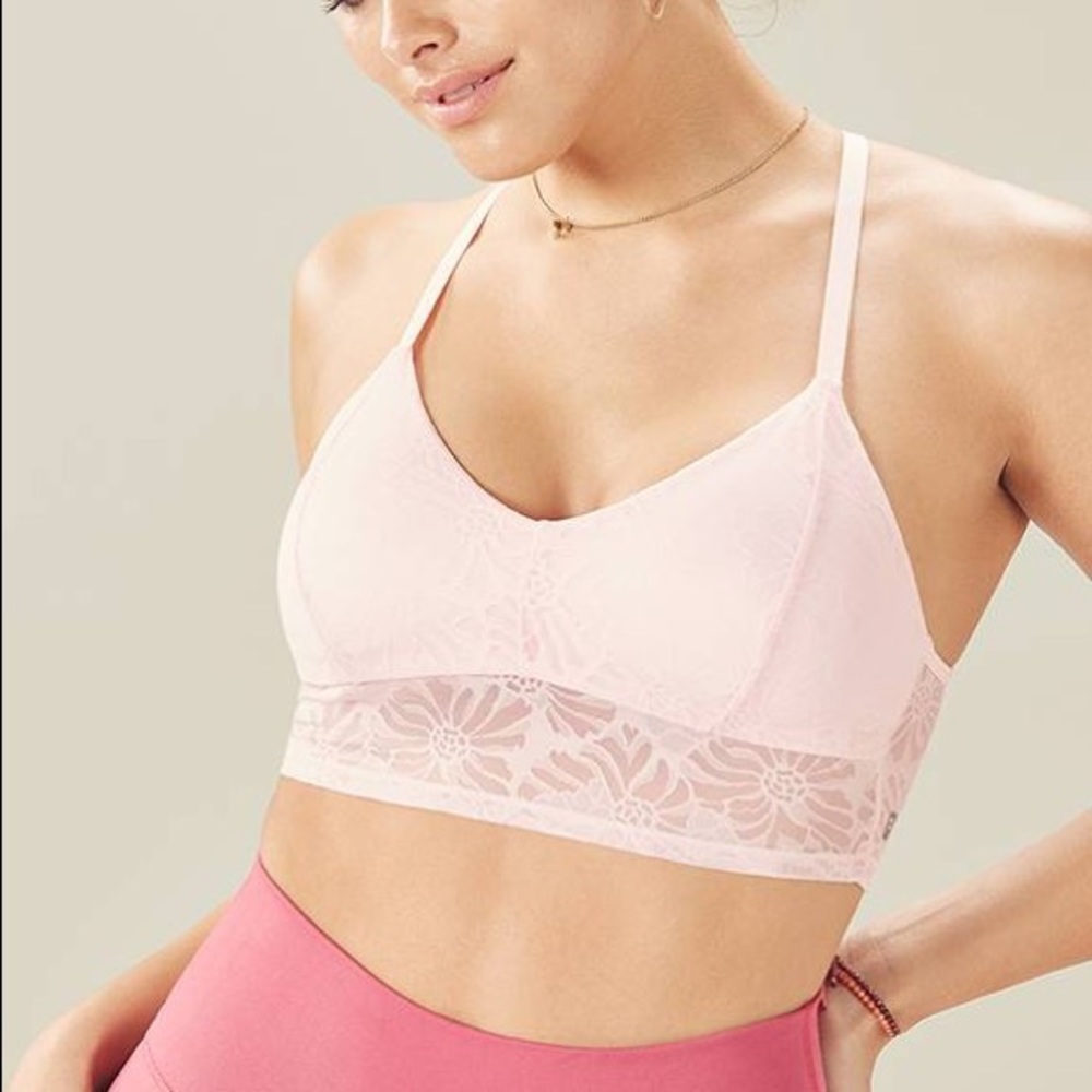 NWOT Fabletics lace mesh midi sports bra top